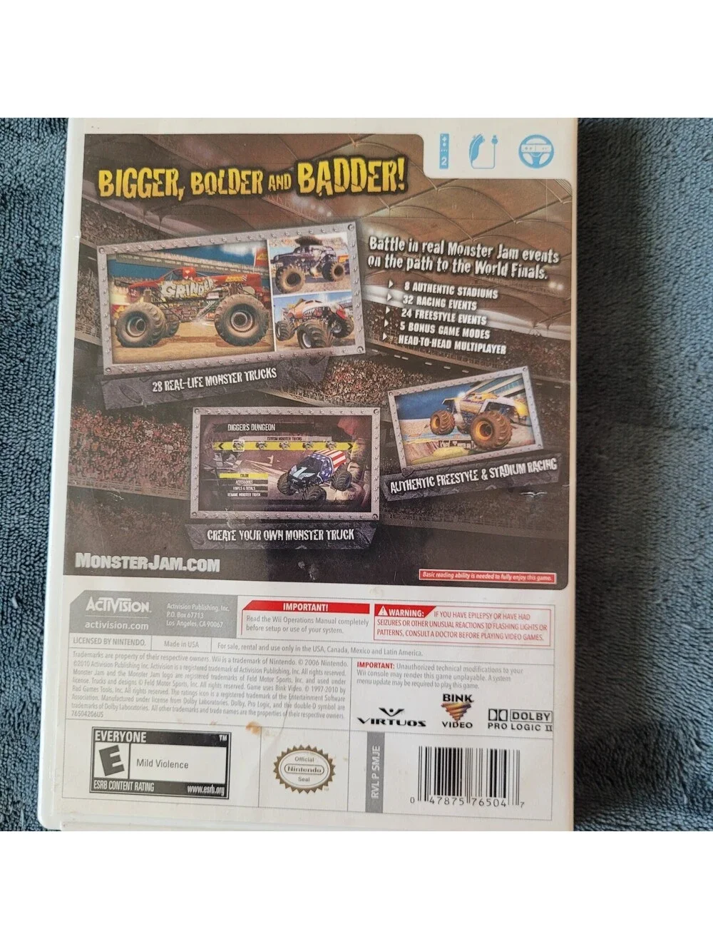 Monster Jam: Path of Destruction (Nintendo Wii, 2010) Tested Missing Manual